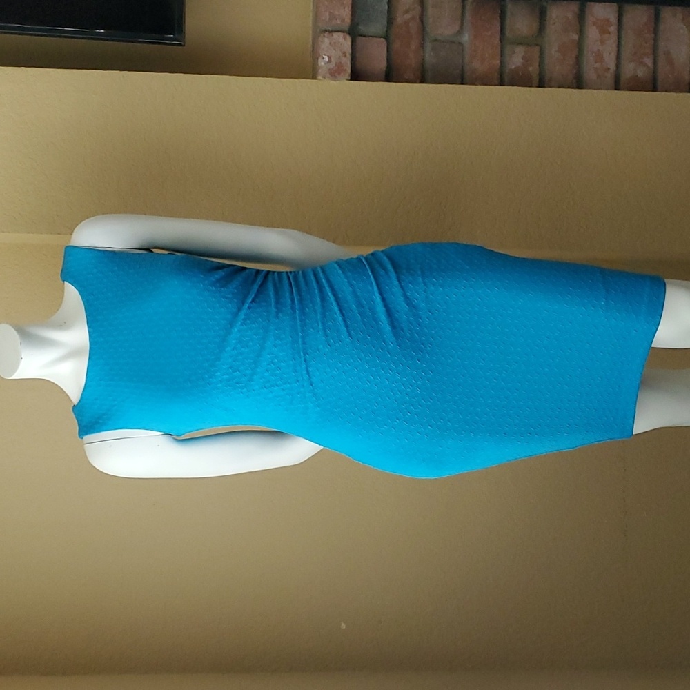 BISOU BISOU Michele Bohbot Turquoise Ruched Sleeveless Bodycon Dress SIZE: 2